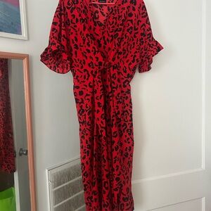 Who What Wear Red and Black Animal Print Dress